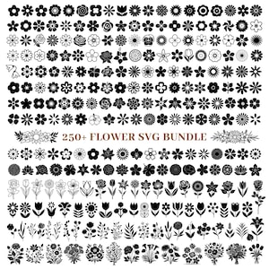 Flower SVG PNG Bundle, Wildflower Rose Daisy (Digital Download)