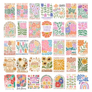 Boho Floral SVG-bundel, retro bloem clipart (digitale download)