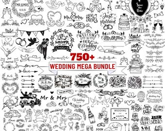 Wedding SVG Mega Bundle, Mr & Mrs, Bride and Groom (Digital Download)