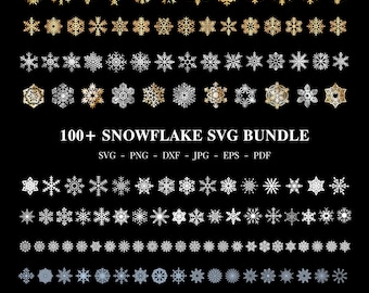 100+ Snowflake SVG Bundle, Winter Clipart (Digital Download)