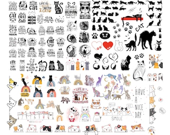 Katze SVG Clipart Bundle, spähende Katzen, Boho Kätzchen Designs (digitaler Download)
