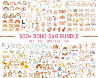 Pacchetto SVG Boho Rainbow, Clipart Boho (download digitale)