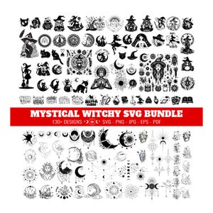 Mystisk SVG-bundel, häxig himmelsk clipart (digital nedladdning)