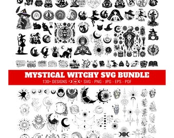 Mystical SVG Bundle, Witchy Celestial Clipart (Digital Download)