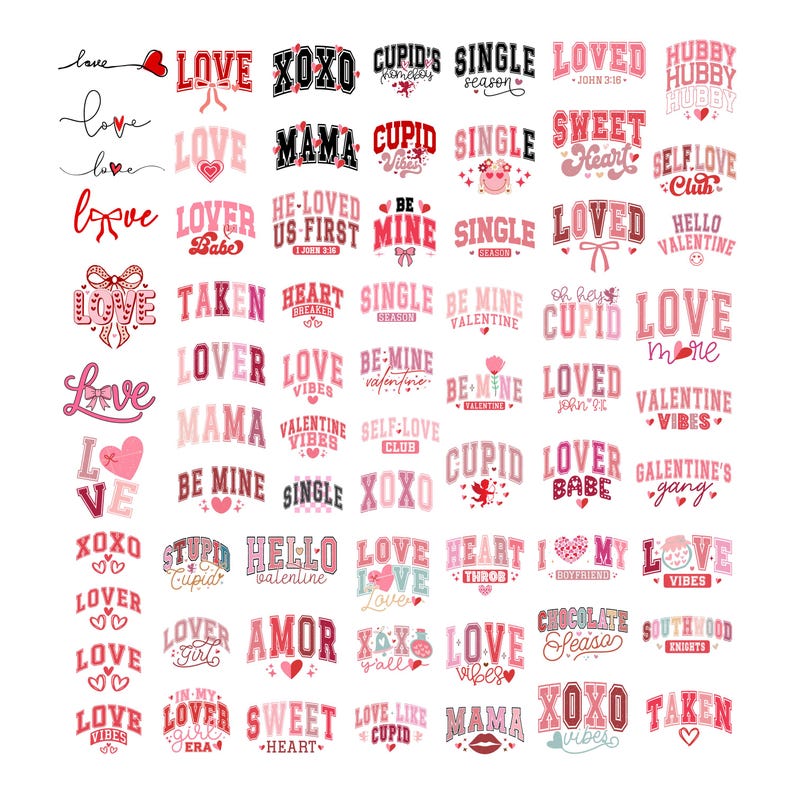 Retro Valentine's Day SVG Bundle, Love Hearts Clipart (digital Download ...