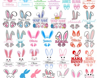 Easter Bunny SVG Bundle, Personalized Split Monogram Designs (Digital Download)