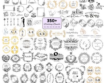 350+ Wedding SVG Bundle, Monogram Frames (Digital Download)