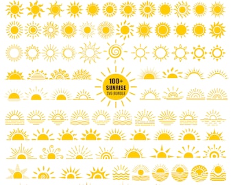Sunrise SVG Bundle, Summer Sun Silhouette, Sunset Clipart (Digital Download)