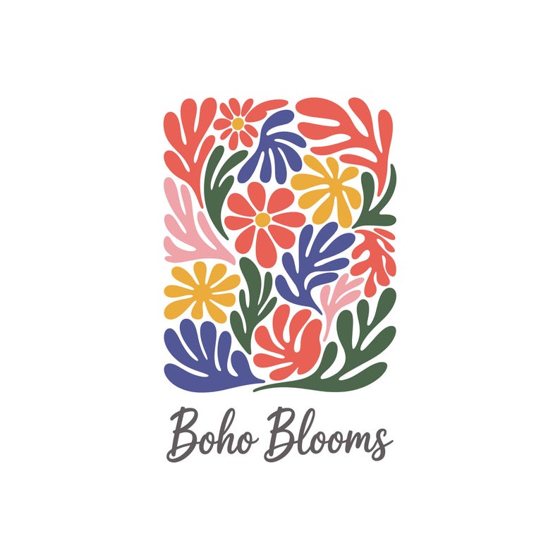Paquete SVG floral bohemio, clipart de flores retro (descarga digital) imagen 9