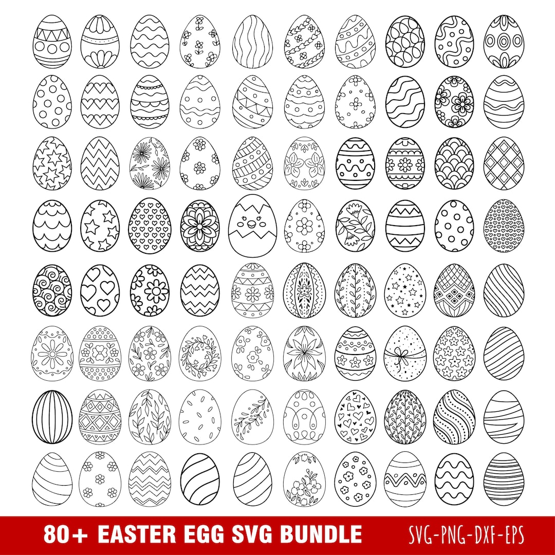 Easter Egg SVG Bundle, Happy Easter Vector Cut Files (svg, Png, Dxf ...