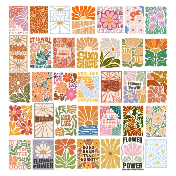 Boho Flower SVG Bundle, Abstract Floral Clipart, Groovy Flower Svg, Retro Flower Svg, Floral Png, Daisy Flower Svg, Flower Shirt Designs