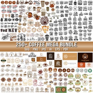 Coffee SVG Clipart Bundle, Retro Cafe Logos (Digital Download)