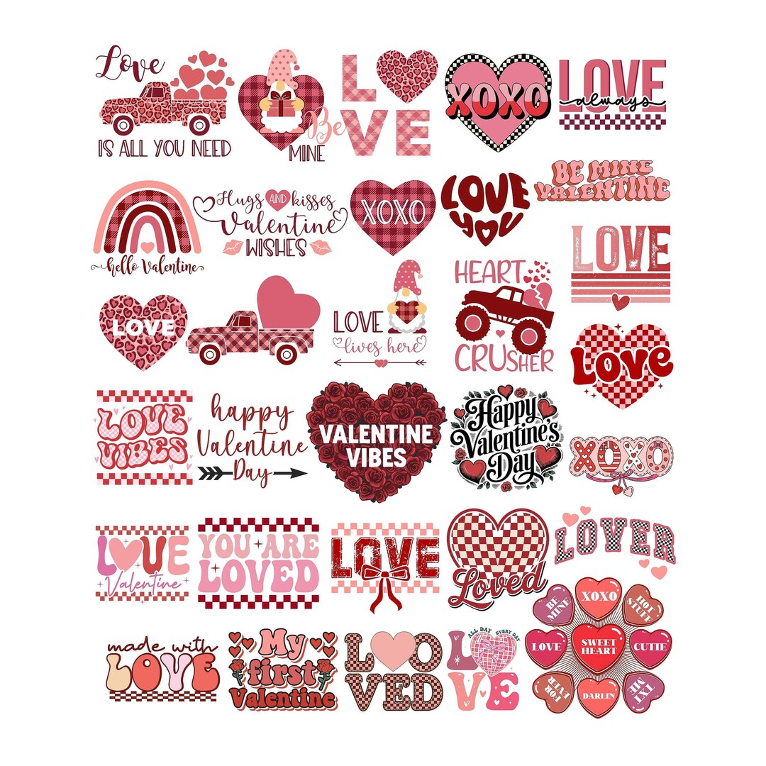Retro Valentine's Day SVG Bundle, Love Heart Designs (digital Download ...