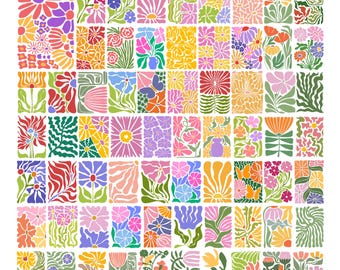 Abstrakt blomma SVG PNG-paket, Boho blommig Svg, Retro blomma Svg, Dansk blomma, Groovy blomma Svg, Blommig Clipart, Blomma Svg för Cricut