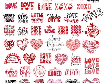 50 Valentine's Day SVG Bundle, Retro Love Clipart (Digital Download)