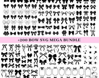 Black Bow SVG Bundle, Coquette Ribbon Silhouette Clipart (Digital Download)
