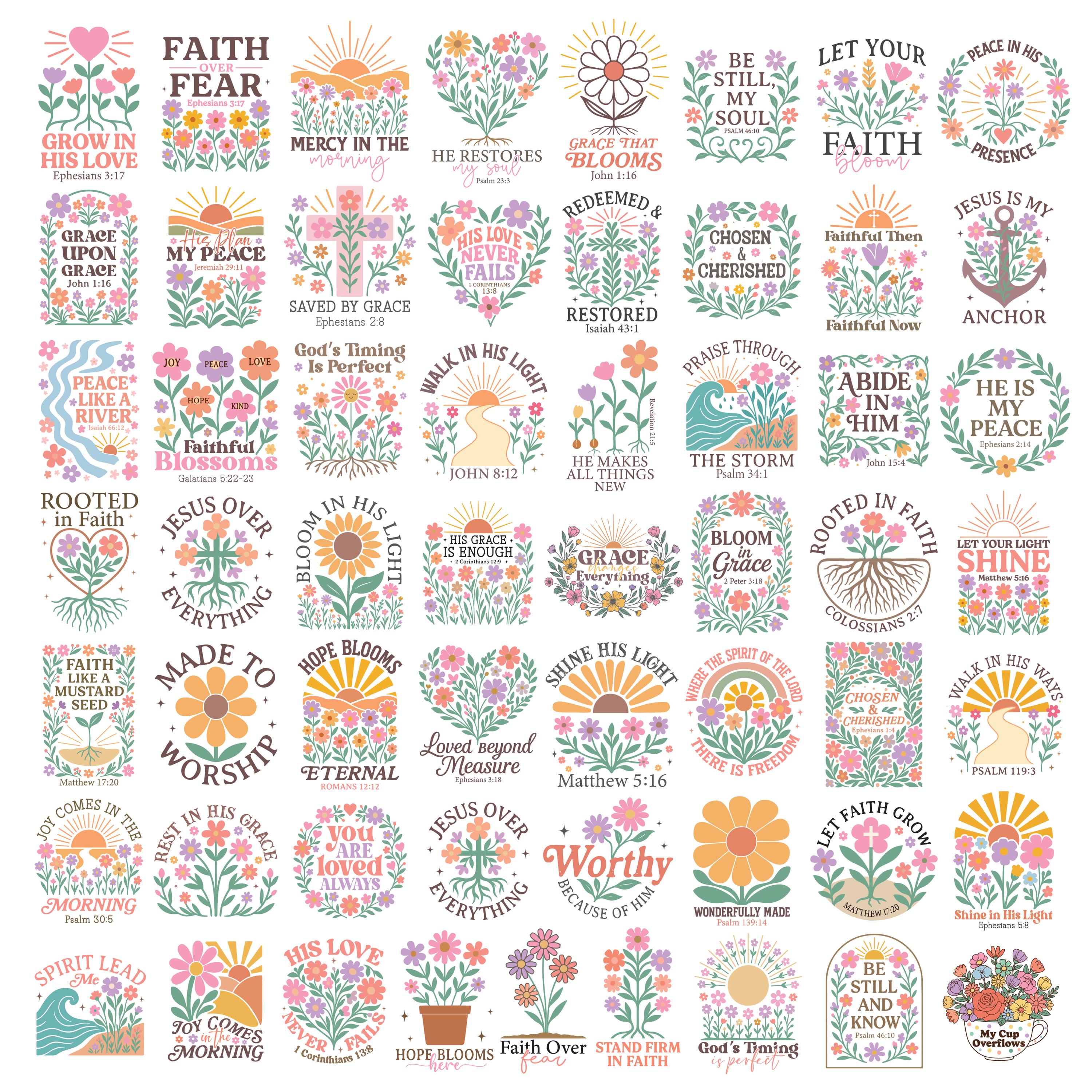Boho Christian SVG Bundle, Floral Bible Verse Designs (digital Download ...