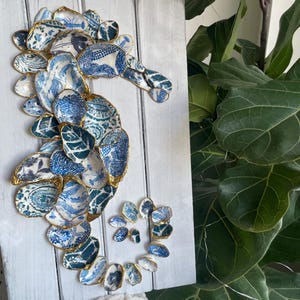 Seahorse oyster shell wall art