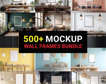 500 Frame Mockup bundle, Wall Frame Mockup, Frame mockup livingroom, Office Frame, Stairs wall frame mockup, Dining room mockup