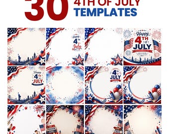 4th of July Templates Bundle, Patriotic JPG Backgrounds, Independence Day Canva Templates, USA Flag Digital Papers, July 4th Party Designs