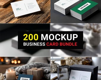 200 Premium Business Card Mockups, Boho Business Card Mockup Bundle, Minimal Modern Business Card, Business Card Mockup Canva