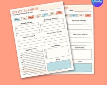 DAILY PLANNER PRINTABLE, Customizable Cute Simple Planner Sheet Digital Journal Printable To Do List | Canva Digital Design
