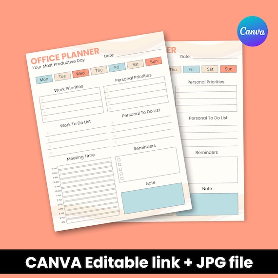 DAILY PLANNER PRINTABLE, Customizable Cute Simple Planner Sheet Digital Journal Printable To Do List | Canva Digital Design