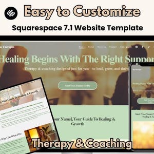Squarespace Website Template Therapist, Coaching, Perfect for Life Coaching & Therapy Sessions Services, Modern Design, Bonus SEO Guide