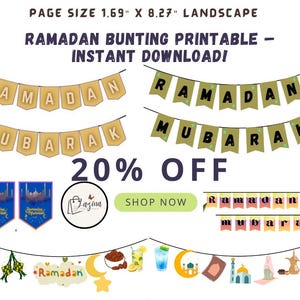 Printable Ramadan Bunting | Alphabet Arabic|  Ramadan Kareem & Mubarak | Instant Download