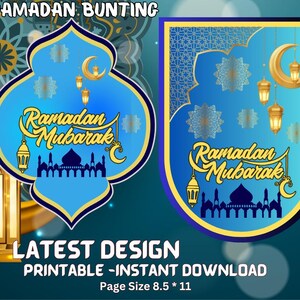 Decoração para pendurar Ramadan Kareem para imprimir | Digital para impressão | Lanternas Ramadan Mubarak