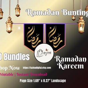 Ramadan Kareem Hanging Flags – Printable Ramadan Bunting | 10 Unique Designs | Instant Digital Download | Ramadan Party Décor