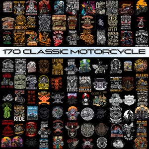 Vintage Motorrad PNG Bundle: Harley Davidson inspiriert Biker Design (Digitaler Download