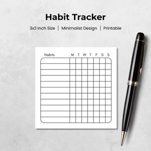 Cartes imprimables de suivi des habitudes 3 x 3 | Agenda mémo hebdomadaire | habitudes quotidiennes | Post-it | PDF minimaliste | Téléchargement instantané