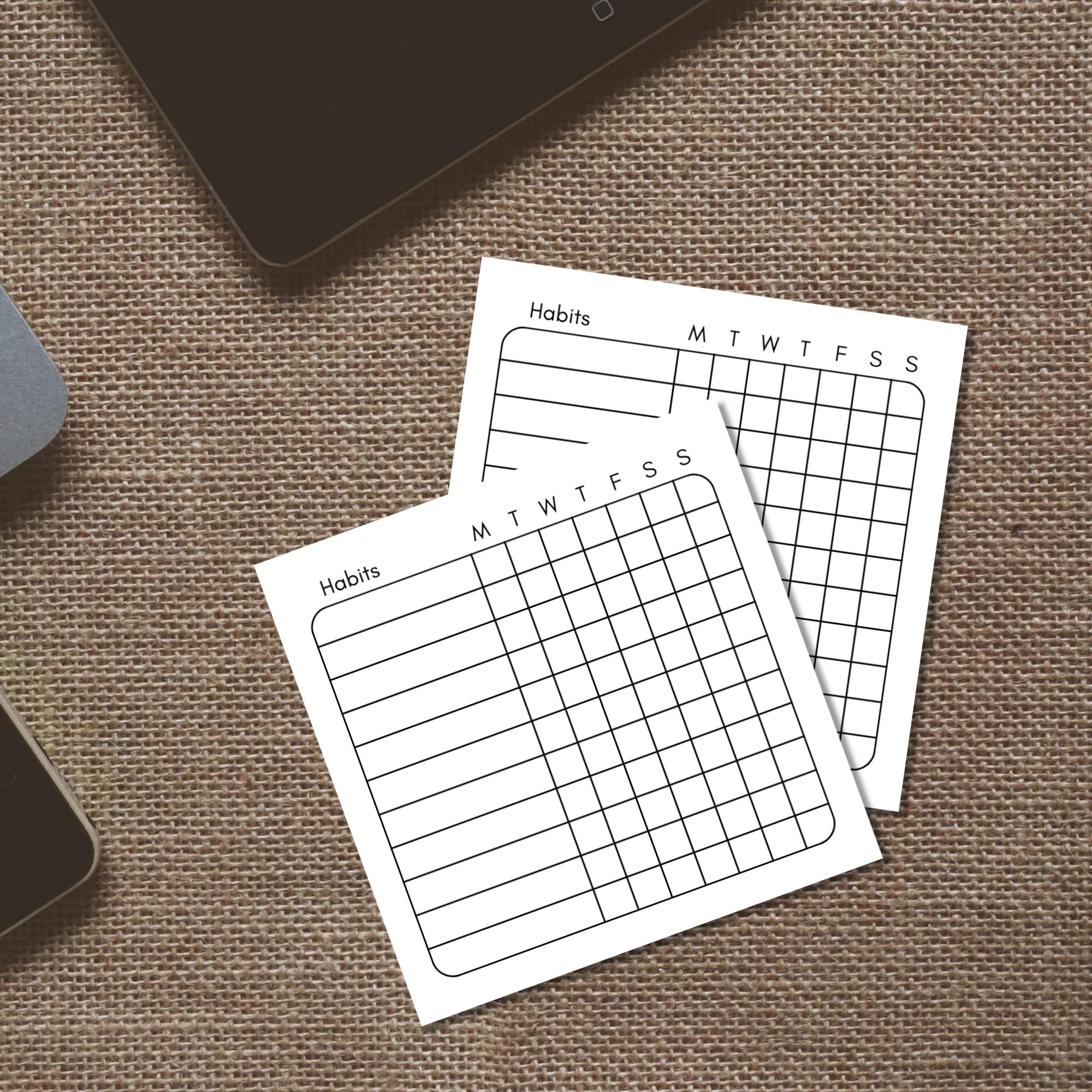 Tracker Cards.pdf Printable Habit Tracker Cards 3x3 | Minimalist Weekly Planner | Sticky ...