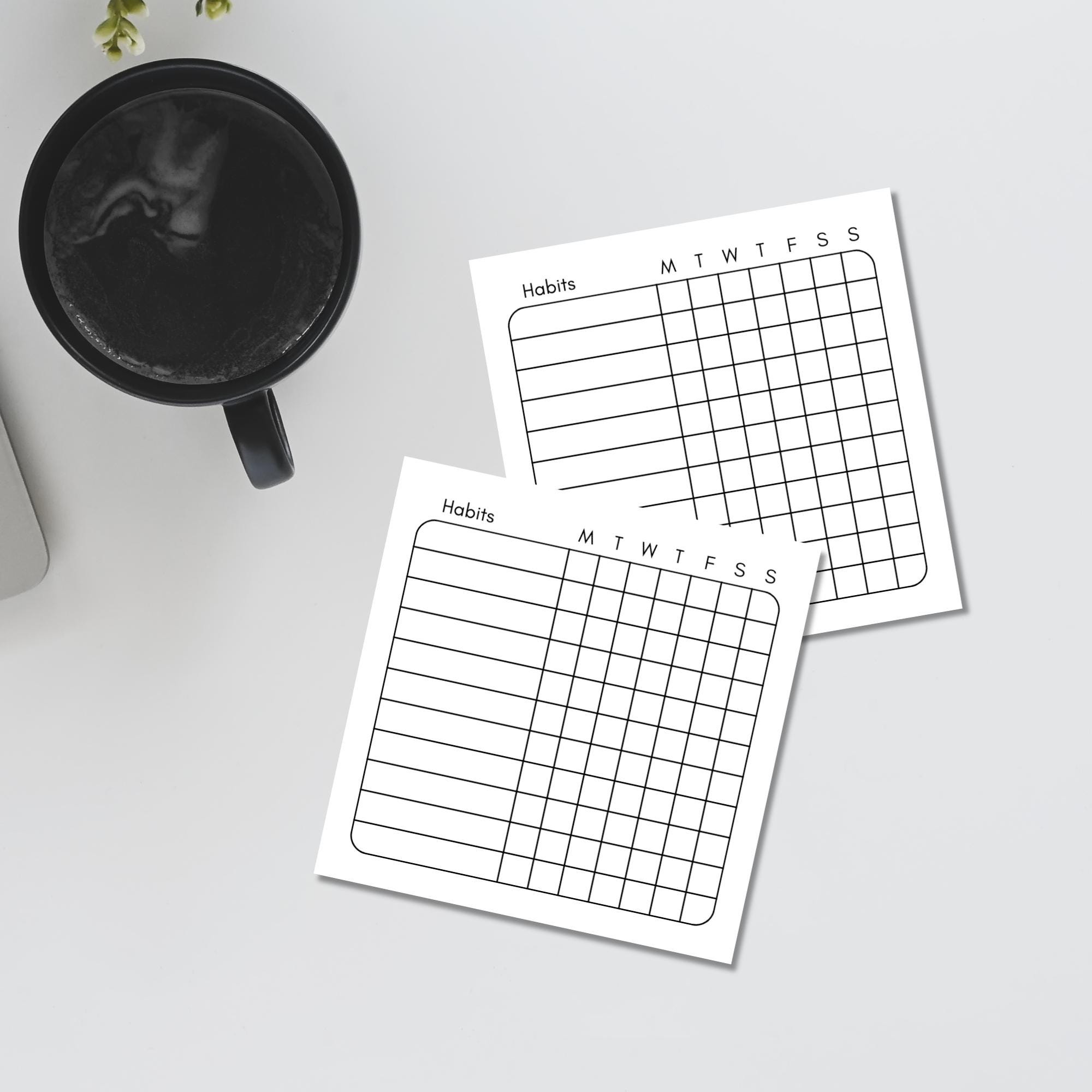 Tracker Cards.pdf Printable Habit Tracker Cards 3x3 | Minimalist Weekly Planner | Sticky ...