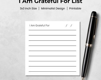 Tarjetas imprimibles de agradecimiento (3x3) / Página de notas adhesivas / Tarjetas de notas en PDF / Inserto de planificador minimalista / Diario de gratitud / Descarga instantánea