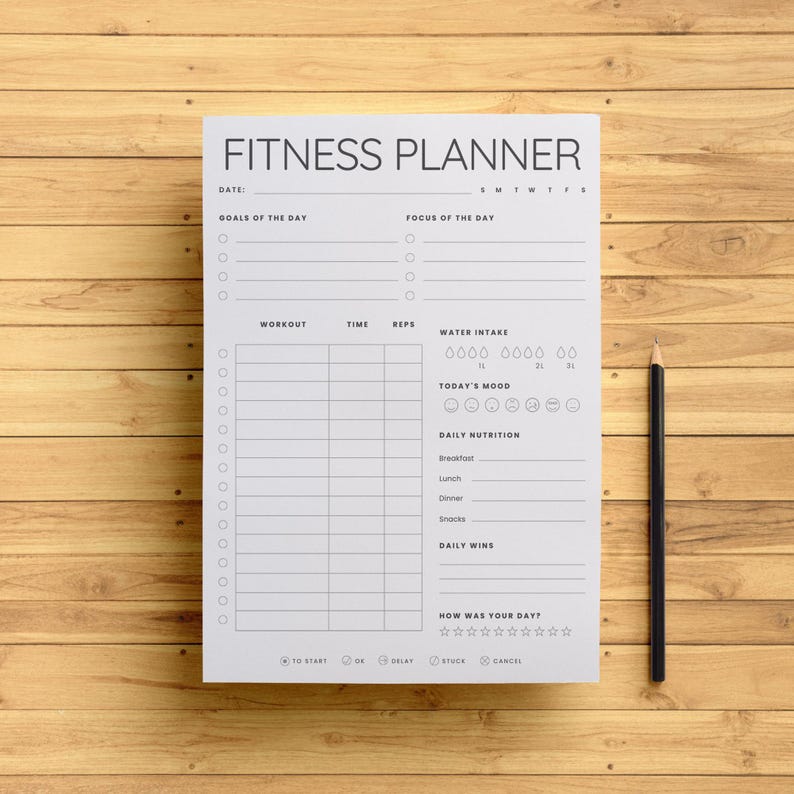 Printable Daily Fitness Planner | Fillable PDF Workout Tracker | Gym ...