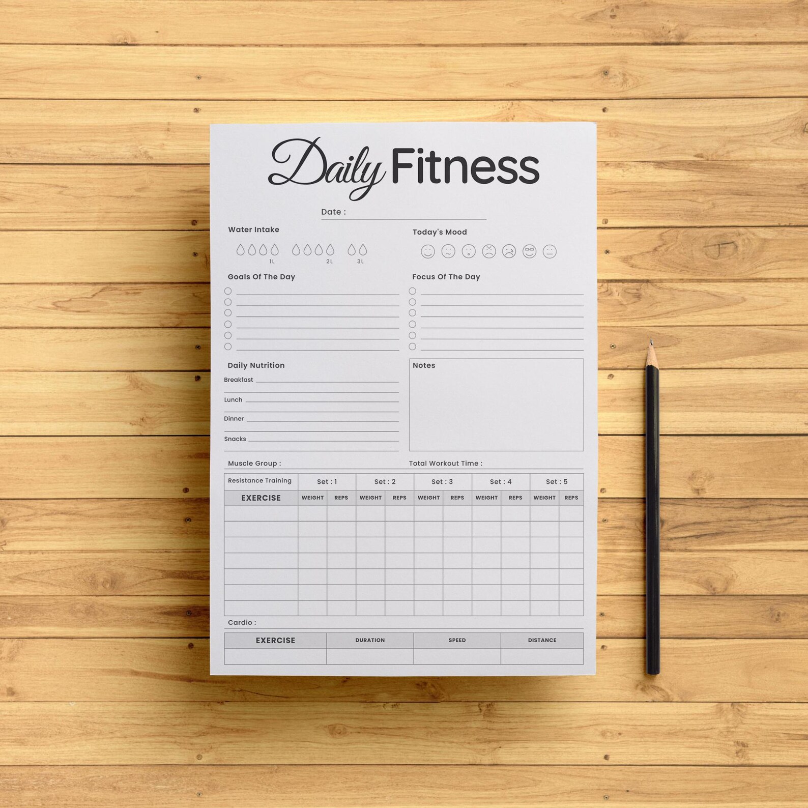 Printable Daily Fitness Planner | Fillable Workout Tracker and Gym ...