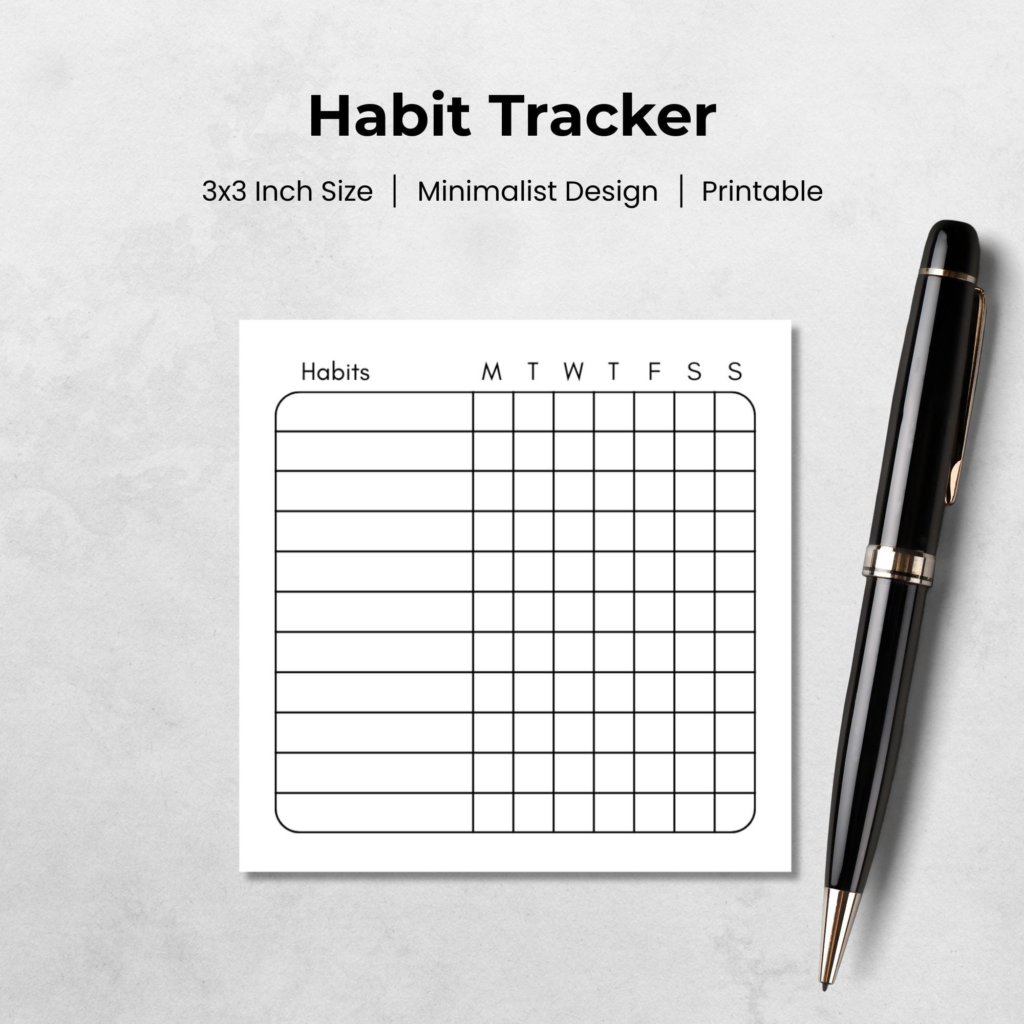 Tracker Cards.pdf Printable Habit Tracker Cards 3x3 | Minimalist Weekly Planner | Sticky ...