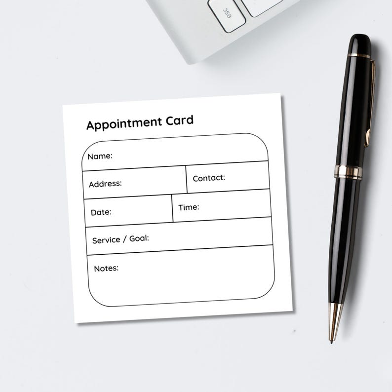 Printable Appointment Card 3x3 | Appointment Reminder Template | Sticky ...