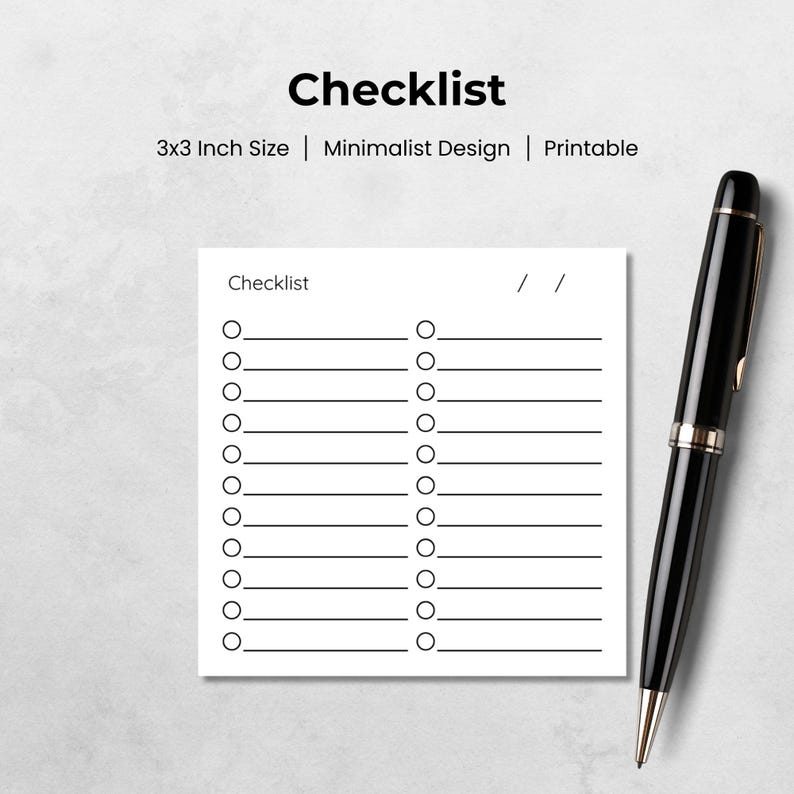 Printable Checklist Cards 3x3 | Sticky Notes Page | to Do List Planner ...