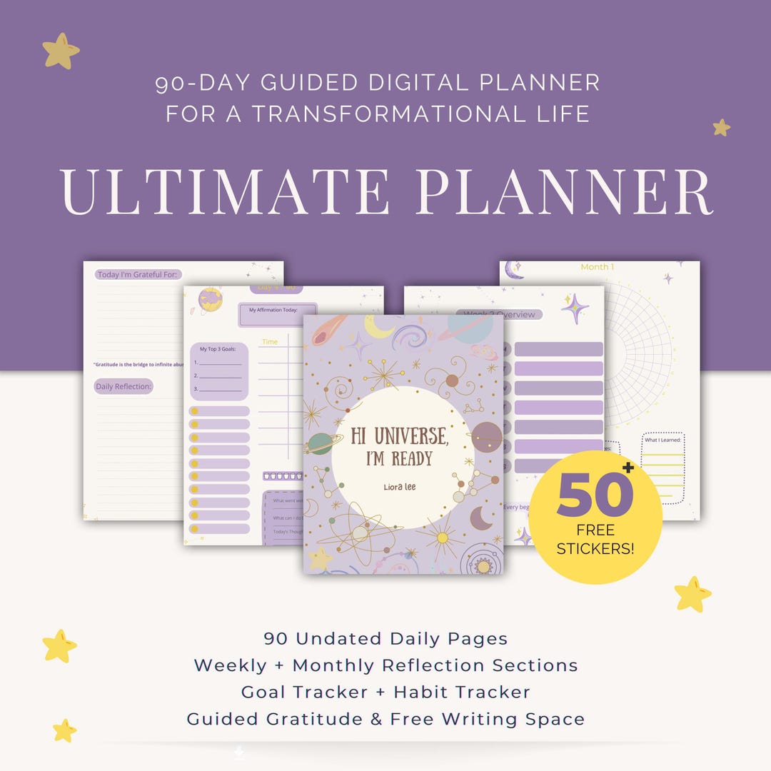 90 Day Digital Planner for Daily Routine and Gratitude Journal - Etsy