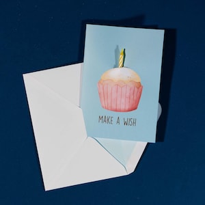 Handgemachte Geburtstagskarte „Make a Wish“ mit echter Kerze, Lustige Geburtstagskarte, Einzigartige Karte, Geburtstagswunsch, Postkarte