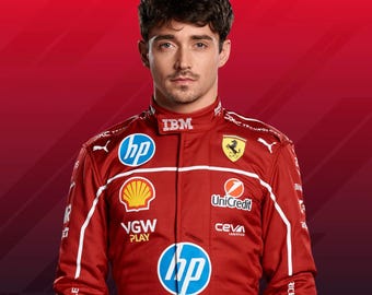 Traje de carreras de Fórmula 1 de Charles Leclerc 2025 - Uniforme rojo de piloto