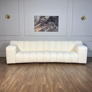 Contemporary Oversized Channel-Tufted Sofa with Solid Wood Frame and High-Density Foam
