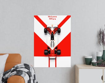 McLaren 1988 MP4/4 Poster - McLaren F1, F1 Print, Ayrton Senna & Alain Prost