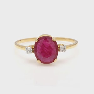 Ruby Diamond Ring,14K Gold Ruby Ring,Dainty Ruby Band,Ruby Wedding Band Ring, July Birthstone Ring, Anniversary Ring,handmade birthday gifts