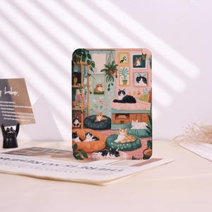 Cat Living Room Customized Kindle/Kobo Case,Personalized Birthday Gift,For Kindle Colorsoft/Kindle Basic,Kindle 10 11 12 2024 KPW 7/10/11/12
