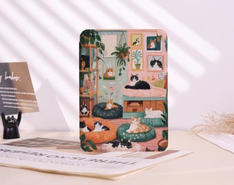 Cat Living Room Customized Kindle/Kobo Case,Personalized Birthday Gift,For Kindle Colorsoft/Kindle Basic,Kindle 10 11 12 2024 KPW 7/10/11/12