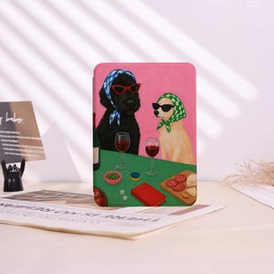 Custom Funny Oil Painting Dog Kindle/Kobo Case For Kindle Colorsoft,Kindle 10/11/12 PaperWhite 10/11/12th,Kobo Clara 2E,Cover w Hand Strap